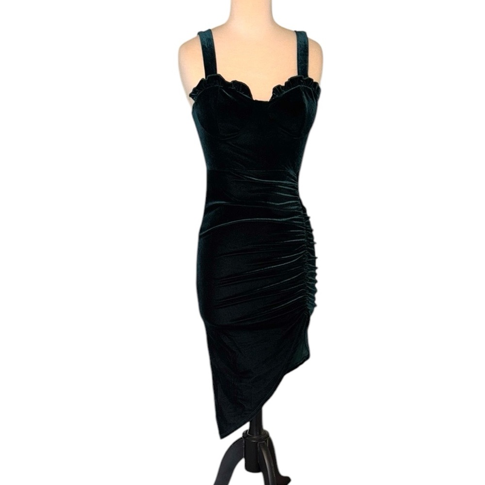 SHEIN Elegant high low Velvet Green Dress Women’s medium